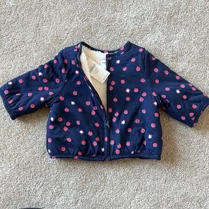 Baby gap 0-3 months apple jacket with super soft furry lining